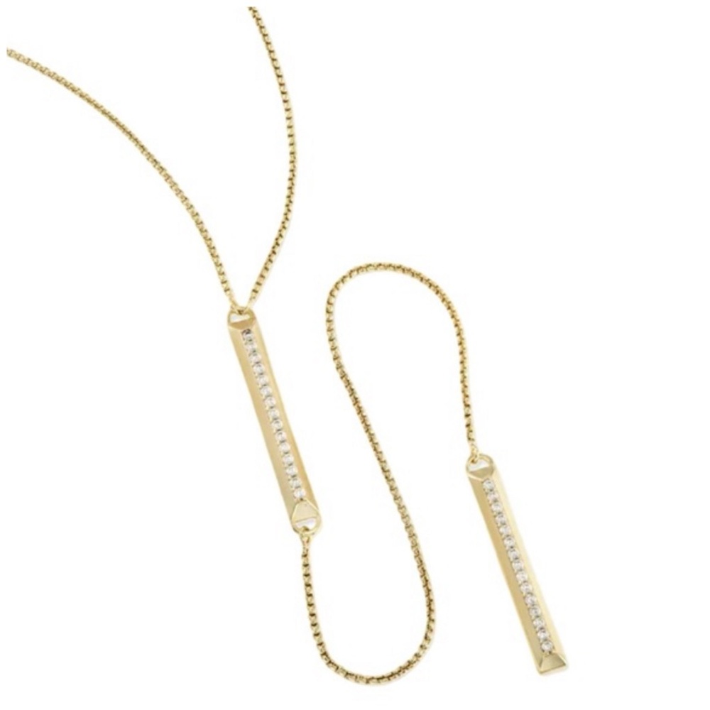 KENDRA SCOTT • Gold Crystal Bar Shea Lariat Necklace